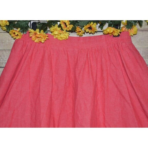 Vintage Ladies 14 L Red Denim Maxi Skirt Elastic Waist Modest Western Prairie - Picture 2 of 11